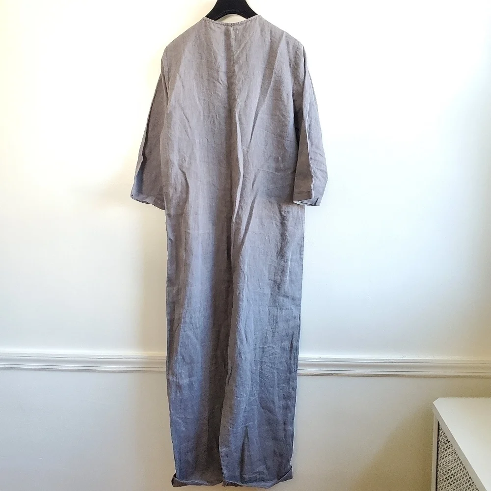 Zara 100% Linen Front Pocket Grey Boiler Jumpsuit Onesie NWT Size Small